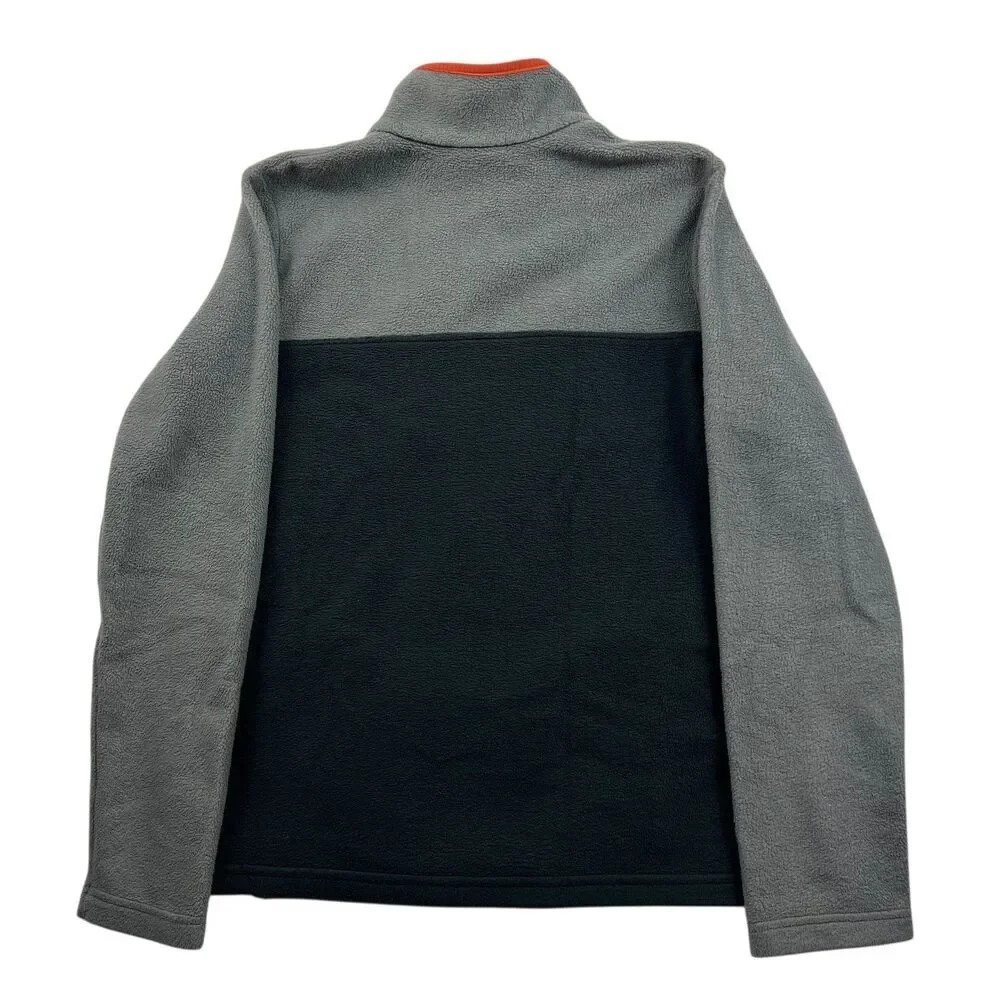 Columbia Boy's Fleece Pullover Snap Neck Color Block Gray Black Orange XL(18-20)